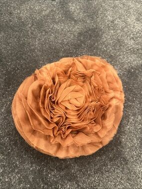 Vintage Floral Fabric Hat Women Accessories Sculptured Floral Hat Rust Tan Orang